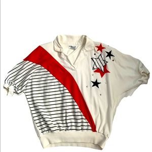 Alfred Dunner | Vintage Studded Star Stripes Red White Blue Top size M